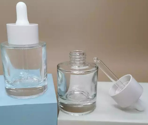 Glass Cylinder Dropper Bottle 15ml  30ml 40ml And 50ml With White Cap Thickness Base