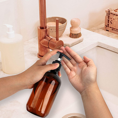 500ml Transparent Plastic PET Bottles For Shampoo Conditioner Hair Oil With Lotion Pump