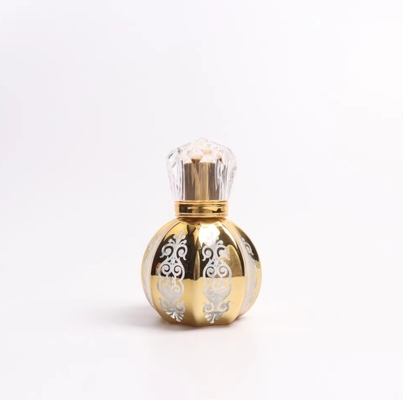 50ml UV Engraving Golden Pumpkin Shaped Perfume Glass Bottle With UV Acrylic Lid