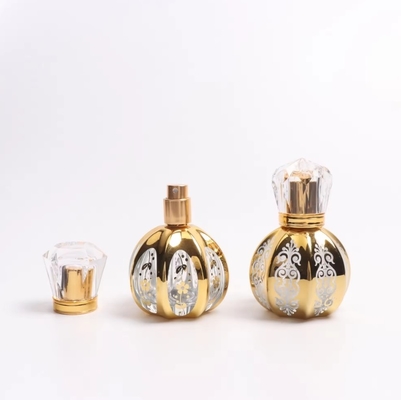 50ml UV Engraving Golden Pumpkin Shaped Perfume Glass Bottle With UV Acrylic Lid