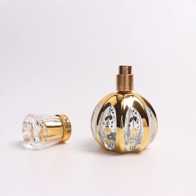 50ml UV Engraving Golden Pumpkin Shaped Perfume Glass Bottle With UV Acrylic Lid