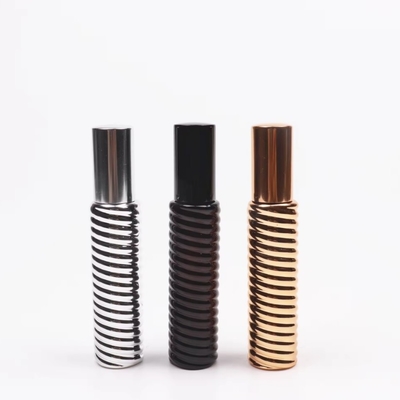 UV Engraving 10ml Glass Bottle Black Golden Silver Perfume Bottle With UV Aluminum Lid