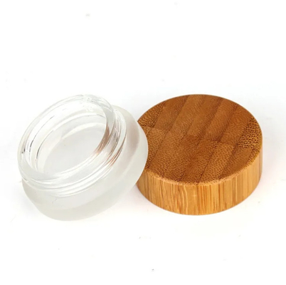 Eco Friendly Mini Empty 5ml 7ml Glass Eye Cream Cosmetic Concentrate Containers Jars With Bamboo Wood Lid