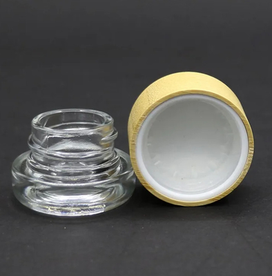 Eco Friendly Mini Empty 5ml 7ml Glass Eye Cream Cosmetic Concentrate Containers Jars With Bamboo Wood Lid