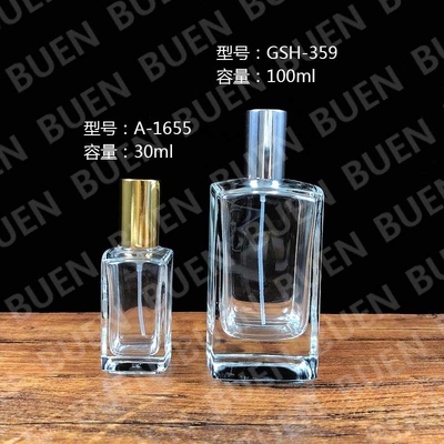 Hot Stamping Glass Perfume Bottle Transparent 100ml With Anodized Mist Sprayer