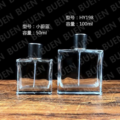 Reusable Square Glass Perfume Bottle , Luxury Transparent Perfume Bottle