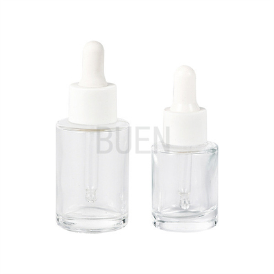 Flat Shoulder Liquid Glass Dropper Bottle With Soft Rubber Head