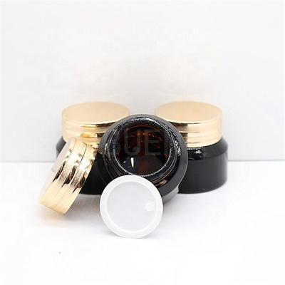 Eco Friendly Eye Cream Glass Cosmetic Jars Packaging With Light Gold Lid