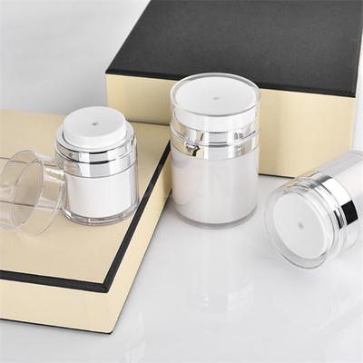 White Eco Friendly Airless Cosmetic Bottle Packaging Refillable Skincare 50ml