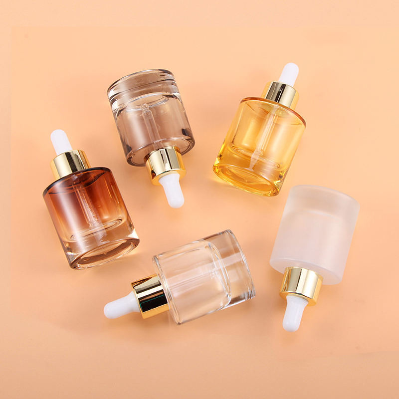 Glass Cylinder Dropper Bottle 15ml  30ml 40ml And 50ml With White Cap Thickness Base