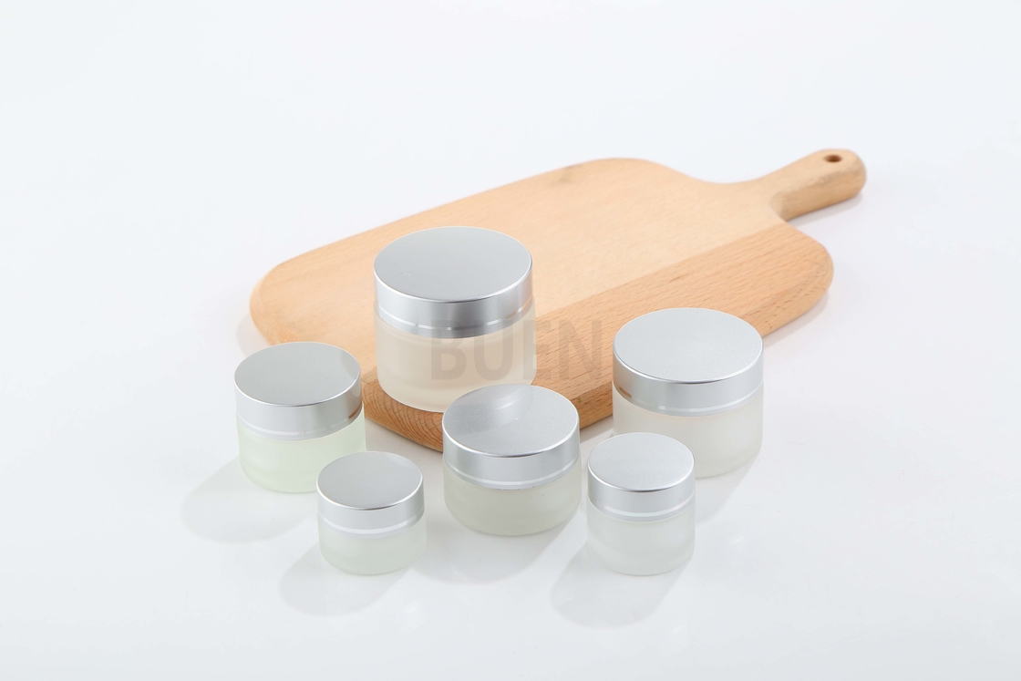 Lead Free Cosmetic Glass Jars For Body Cream Customized Frosted