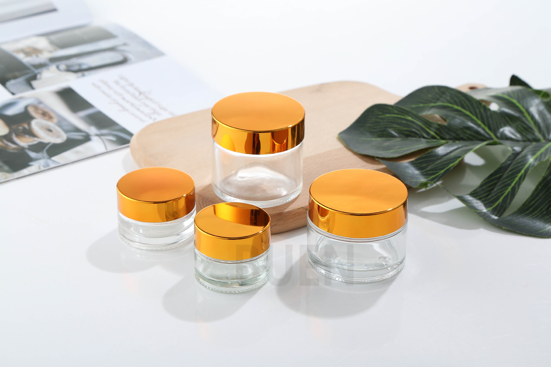5g Empty Clear Glass Cosmetic Jars Electroplating For Eye Cream Packaging