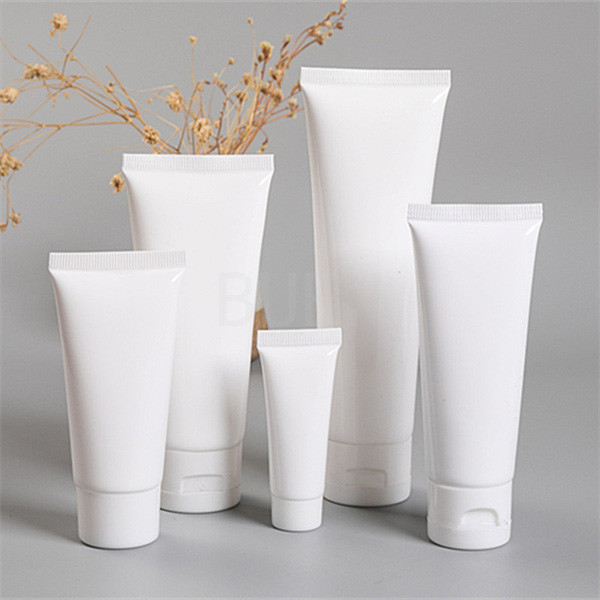 Matte White PE Plastic Cosmetic Tube Customized Printing With Flip Top Cover